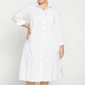 Universal Standard Odeon Stretch Poplin Shirtdress - White - Size XS (10-12)